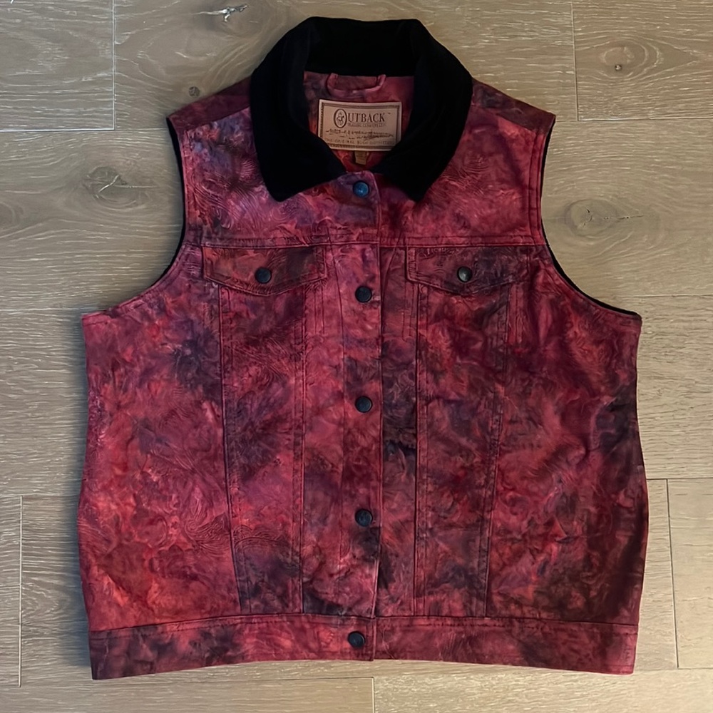 Outback Trading Company Faux Suede Lined Paisley Western Vest | Large